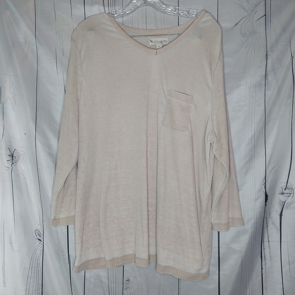 Koolaburra By Ugg Marshmallow Jersey Long Sleeve V-Neck Cozy Top with Pocket
